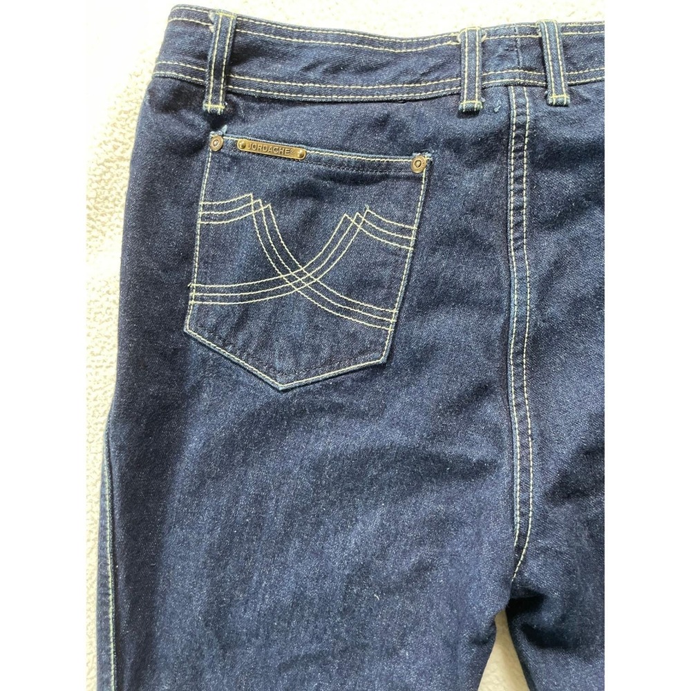 Vintage Jordache Mens 38 Jeans Dark Blue High Rise Straight Leg Thick Stitch - Picture 11 of 16